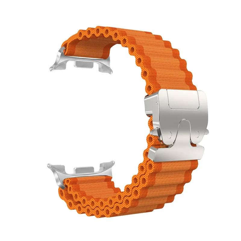 Samsung Galaxy Watch 9 - 44mm Outdoor Nylonarmband mit P-Schnalle (Orange/Silber)