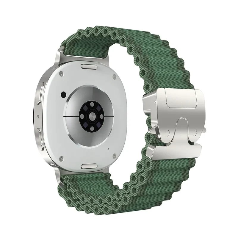 Samsung Galaxy Watch 9 - 40mm Outdoor Nylonarmband mit P-Schnalle (Grün mit Silber)