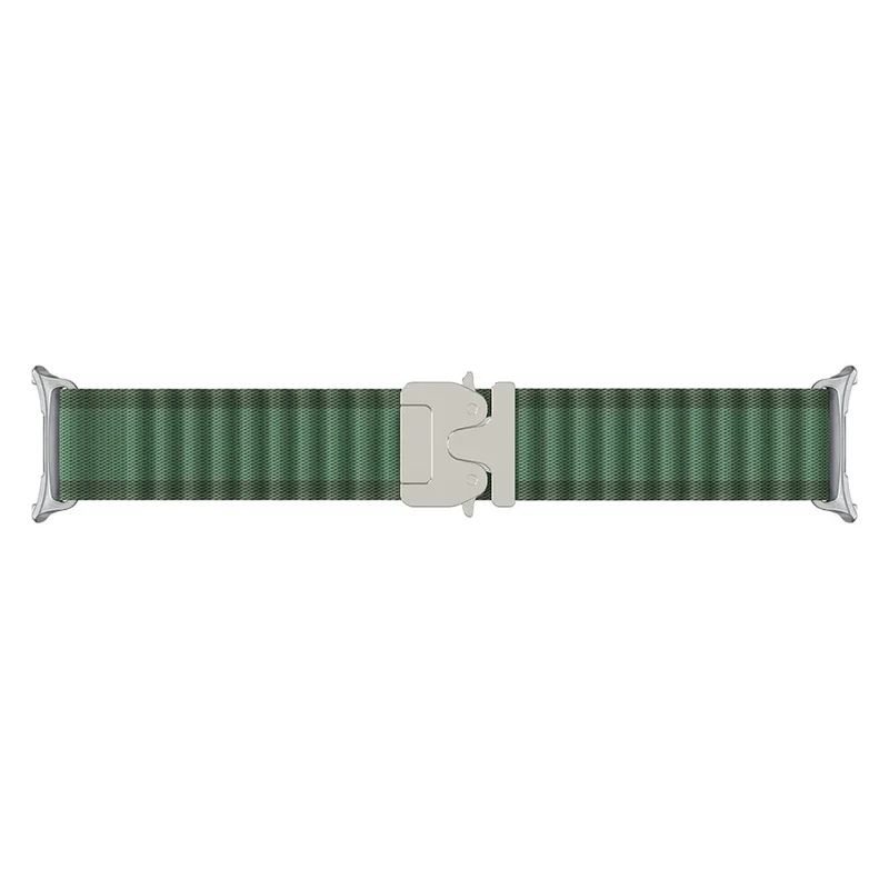 Samsung Galaxy Watch 9 - 40mm Outdoor Nylonarmband mit P-Schnalle (Grün mit Silber)