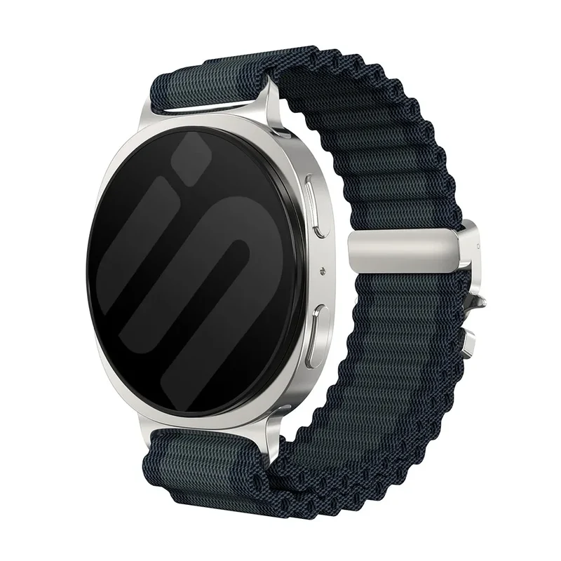 Samsung Galaxy Watch 9 - 40mm Outdoor Nylonarmband mit P-Schnalle (Schwarz mit Silber)