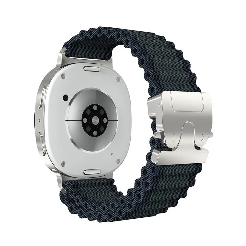 Samsung Galaxy Watch 9 - 40mm Outdoor Nylonarmband mit P-Schnalle (Schwarz mit Silber)
