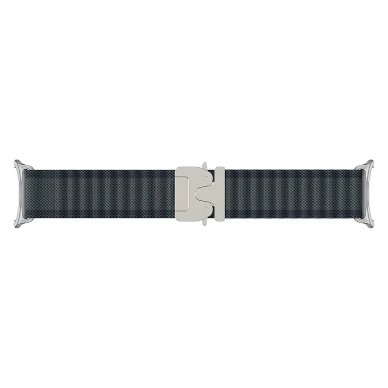 Samsung Galaxy Watch 9 - 40mm Outdoor Nylonarmband mit P-Schnalle (Schwarz mit Silber)