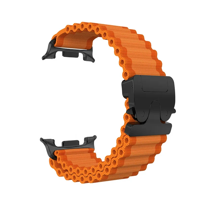Samsung Galaxy Watch 9 - 40mm Outdoor Nylonarmband mit P-Schnalle (Orange/Schwarz)