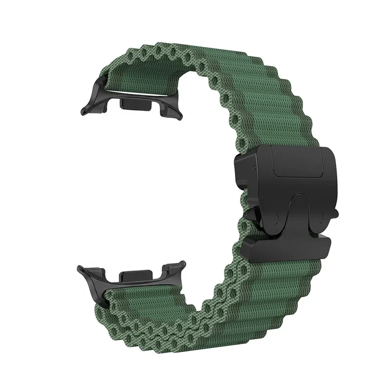 Samsung Galaxy Watch 9 - 40mm Outdoor Nylonarmband mit P-Schnalle (Grün mit Schwarz)