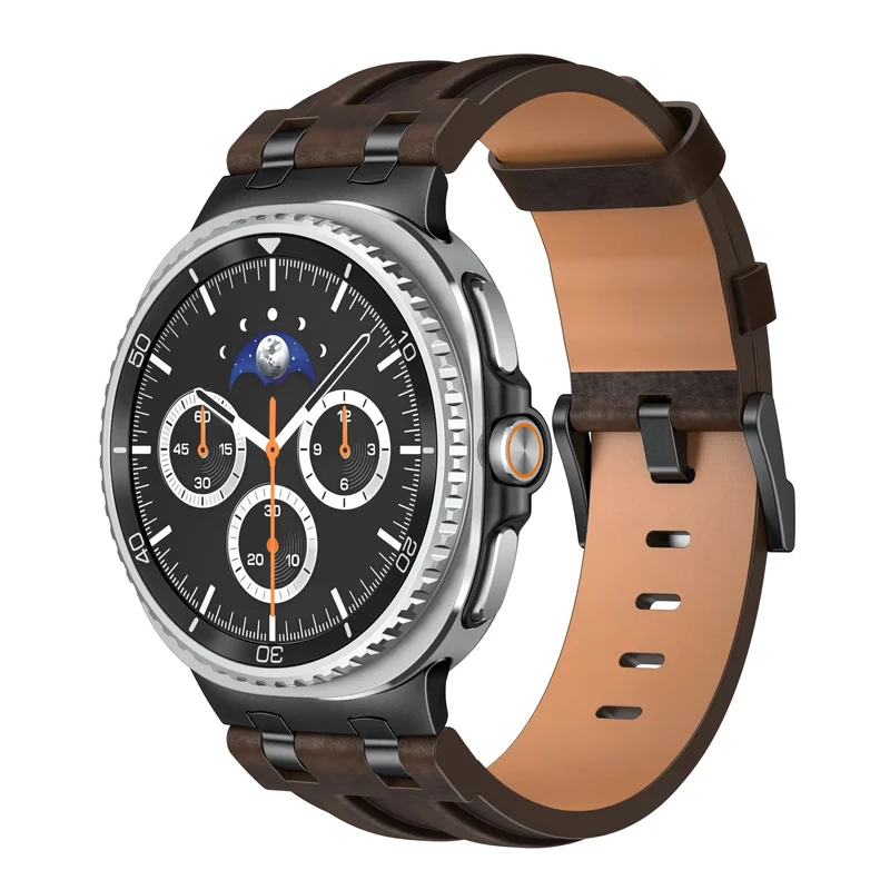 Samsung Galaxy Watch 9 - 40mm Solides Lederarmband (Kaffeebraun)