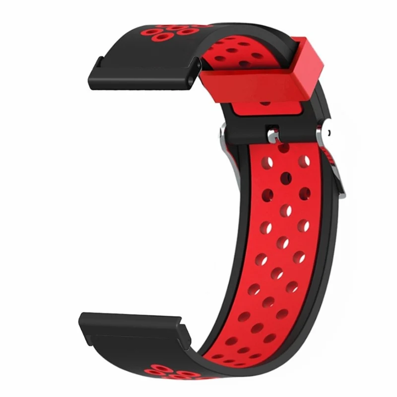 Suunto Spartan Sport Wrist HR Baro / Suunto 7 Watch Band 24mm Flexible Strap Replacement with Breathable Holes - Black+Red