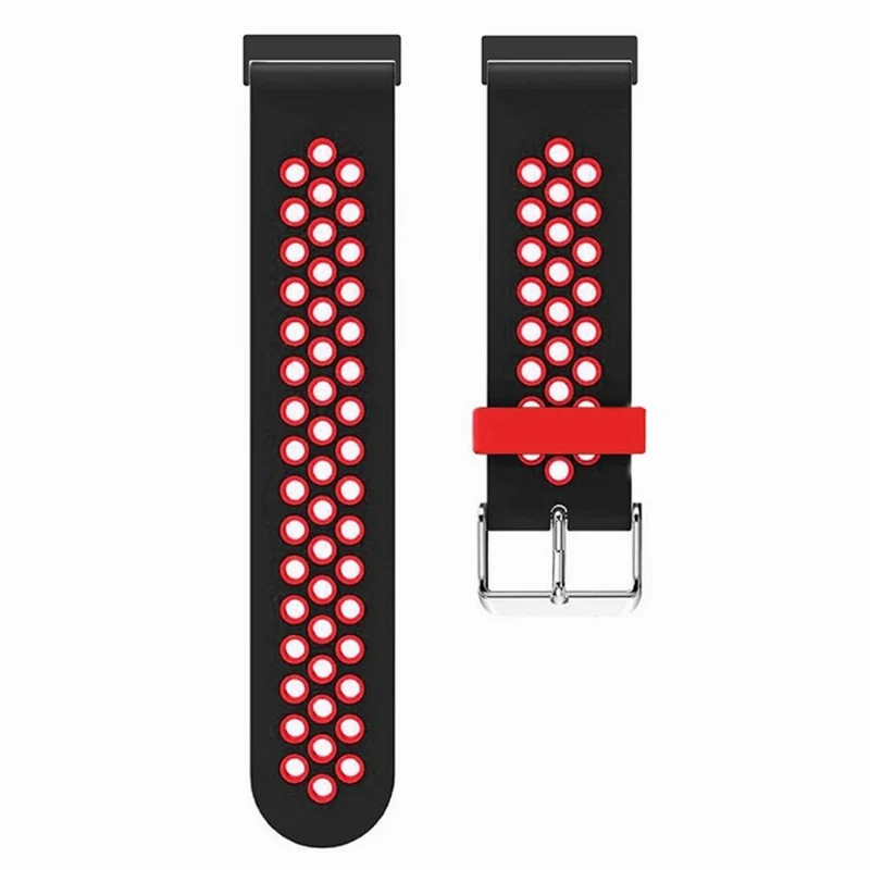 Suunto Spartan Sport Wrist HR Baro / Suunto 7 Watch Band 24mm Flexible Strap Replacement with Breathable Holes - Black+Red