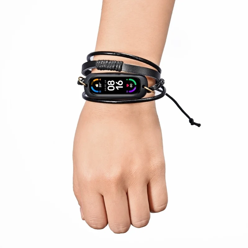 Xiaomi Mi Band 7 / 6 / 5 NFC Watch Strap Braided Rope Leather Bracelet