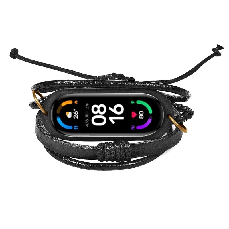 Xiaomi Mi Band 7 / 6 / 5 NFC Watch Strap Braided Rope Leather Bracelet