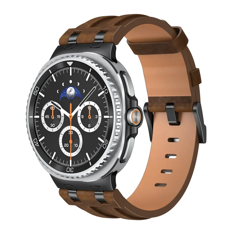 Samsung Galaxy Watch 9 - 40mm Solides Lederarmband (Dunkelbraun)
