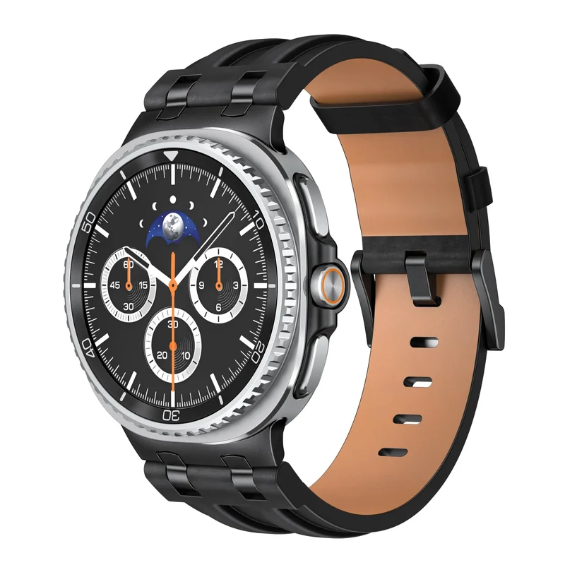 Samsung Galaxy Watch 9 - 40mm Solides Lederarmband (Schwarz)