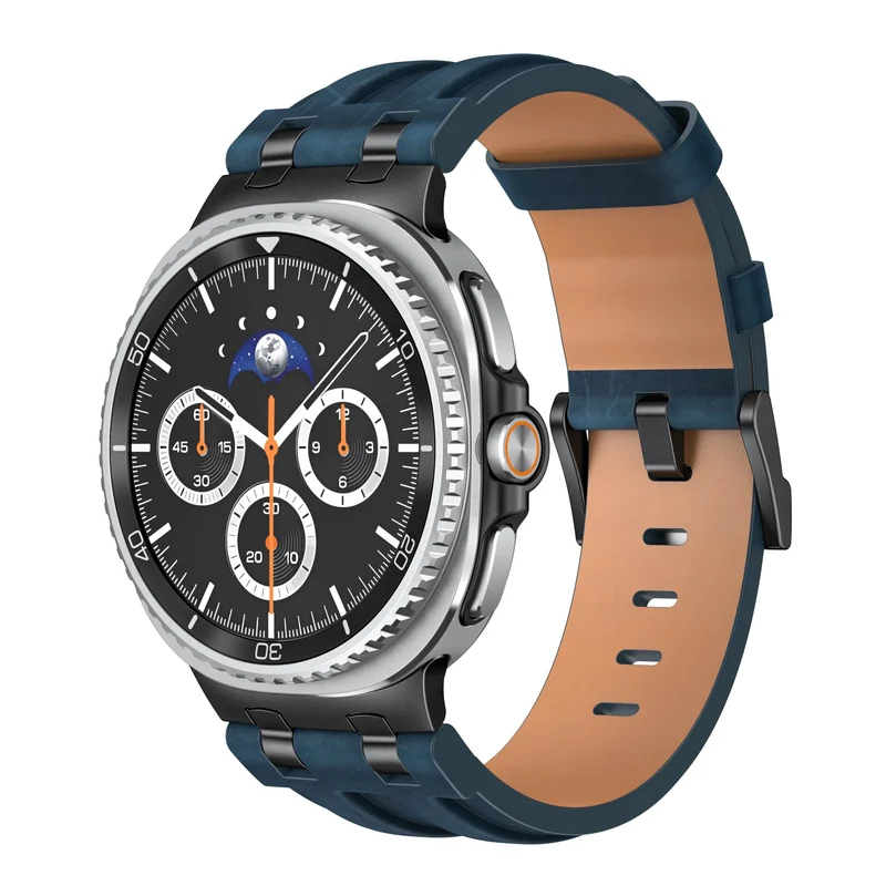 Samsung Galaxy Watch 9 - 40mm Solides Lederarmband (Dunkelblau)