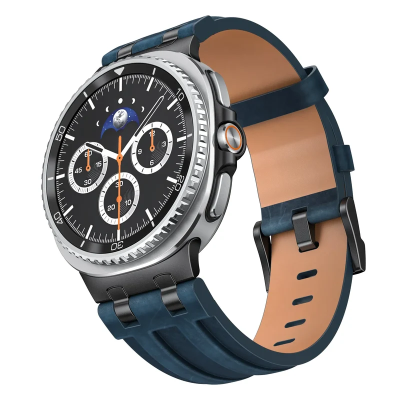 Samsung Galaxy Watch 9 - 40mm Solides Lederarmband (Dunkelblau)