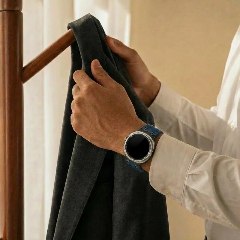 Samsung Galaxy Watch 9 - 40mm Solides Lederarmband (Dunkelblau)