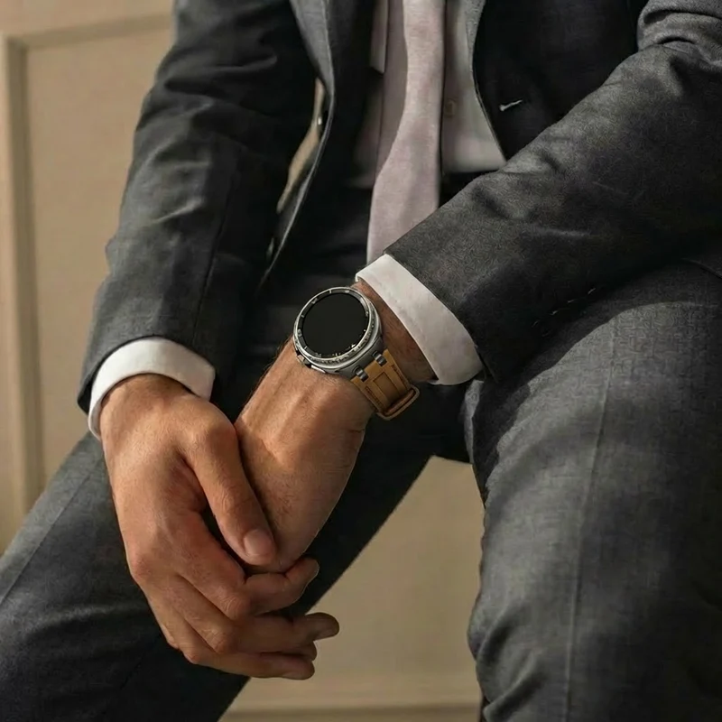 Samsung Galaxy Watch 9 - 40mm Solides Lederarmband (Braun)