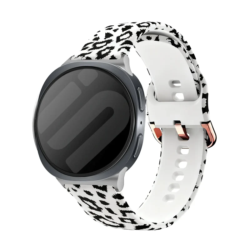 Samsung Galaxy Watch 9 - 40mm Silikonarmband mit Print (Weiß-Leopard)