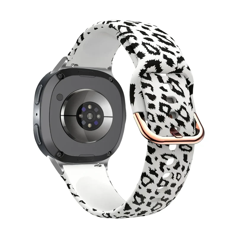 Samsung Galaxy Watch 9 - 40mm Silikonarmband mit Print (Weiß-Leopard)