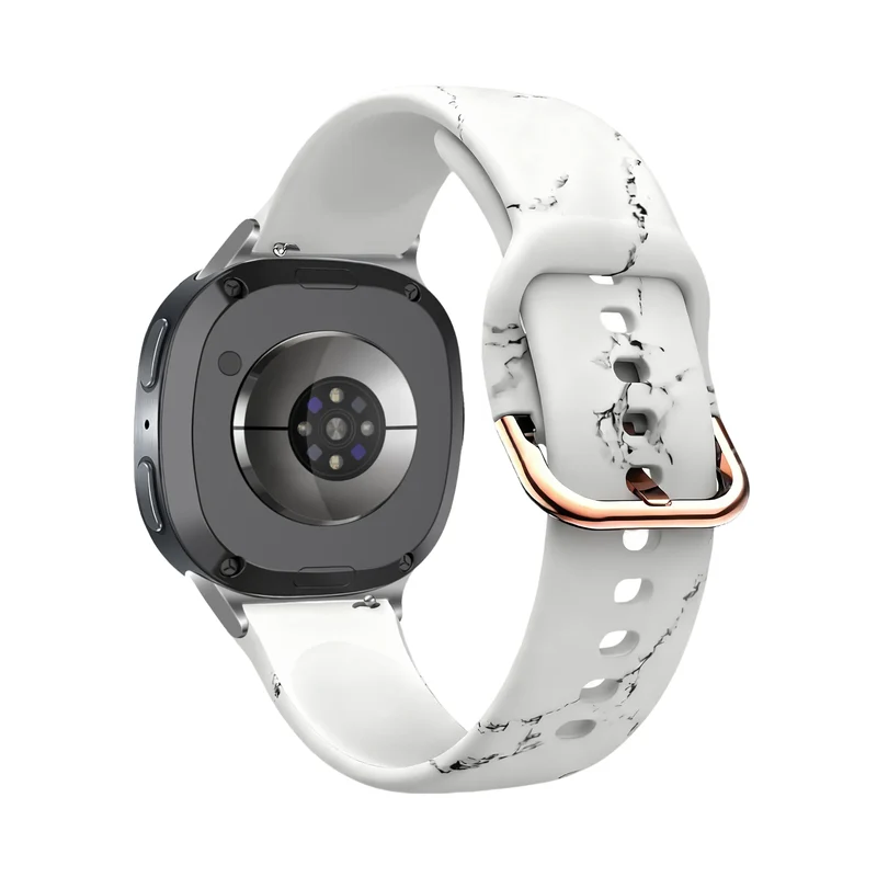 Samsung Galaxy Watch 9 - 44mm Silikonarmband mit Print (Weißer Marmor)
