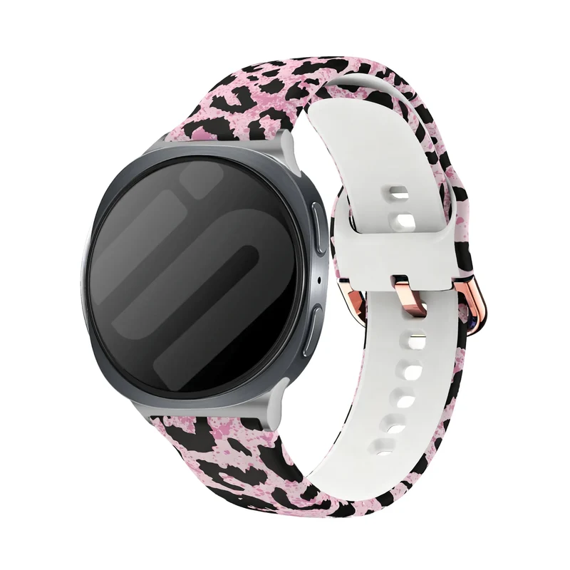 Samsung Galaxy Watch 9 - 40mm Silikonarmband mit Print (Pink Leopard)