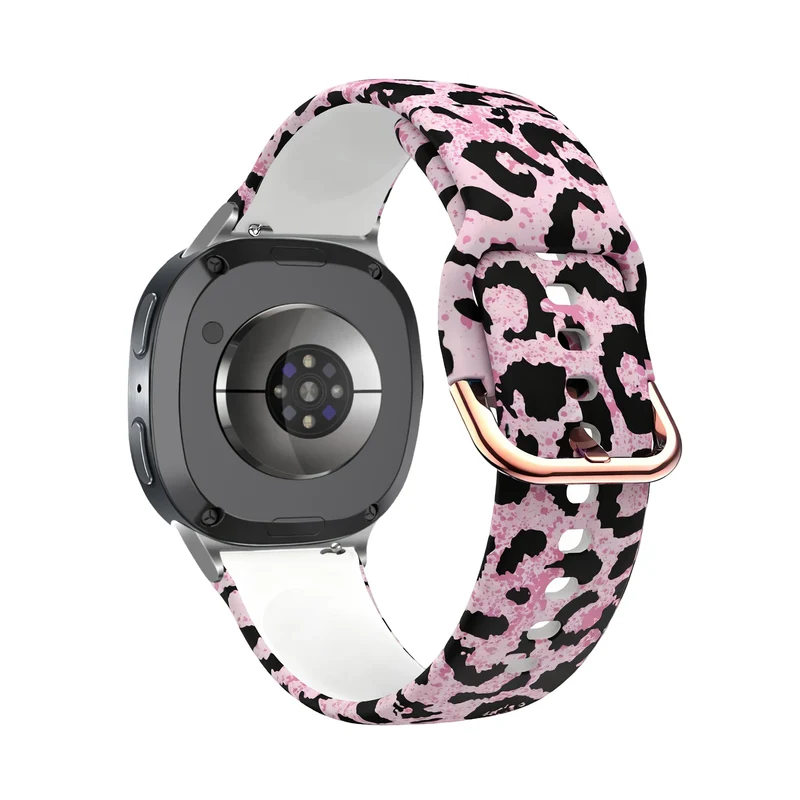 Samsung Galaxy Watch 9 - 40mm Silikonarmband mit Print (Pink Leopard)