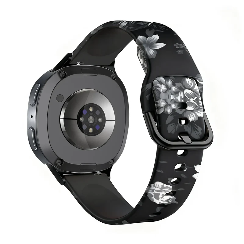 Samsung Galaxy Watch 9 - 40mm Silikonarmband mit Print (Grey Flower)