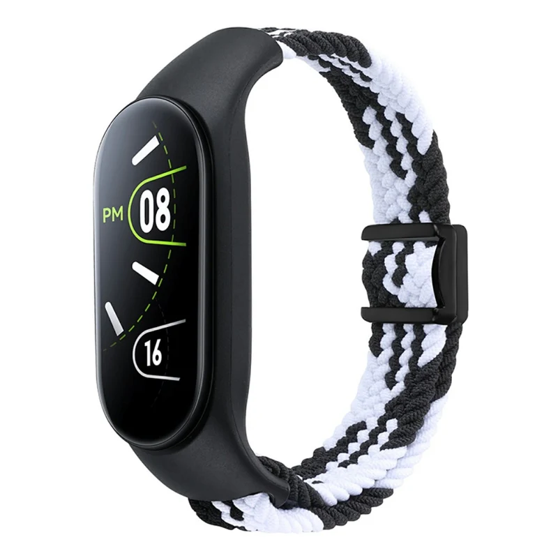 Xiaomi Mi Band 3 / 4 / 5 / 6 / 7 Braided Nylon Strap Magnetic Watch Band - Black / White