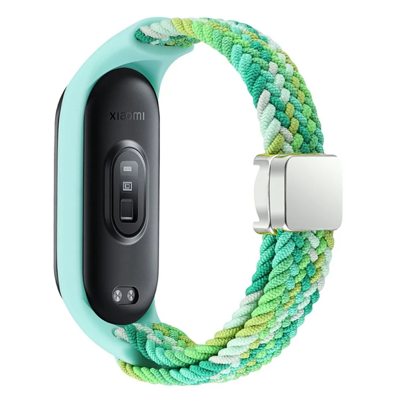 Xiaomi Mi Band 3 / 4 / 5 / 6 / 7 Braided Nylon Strap Magnetic Watch Band - Black / White