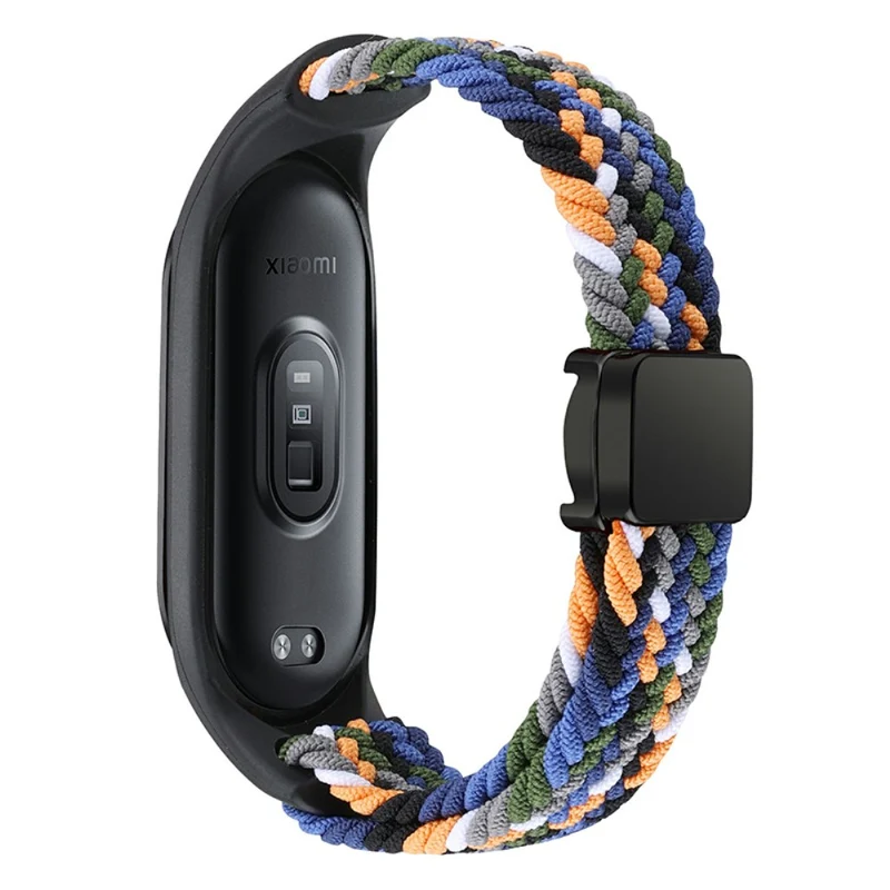 Xiaomi Mi Band 3 / 4 / 5 / 6 / 7 Braided Nylon Strap Magnetic Watch Band - Black / White