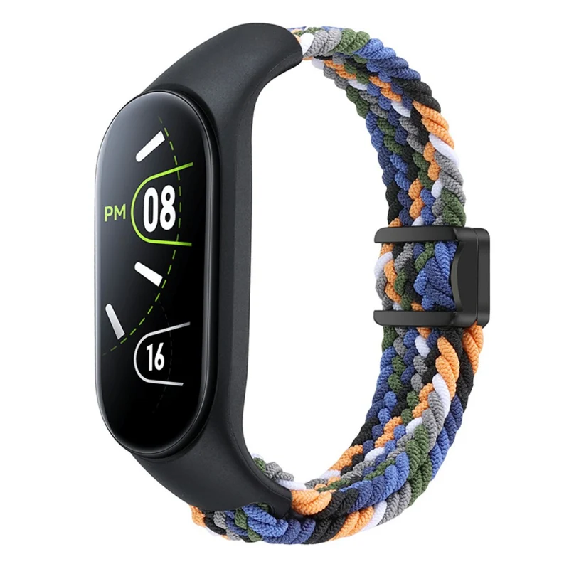 Xiaomi Mi Band 3 / 4 / 5 / 6 / 7 Braided Nylon Strap Magnetic Watch Band - Black / White