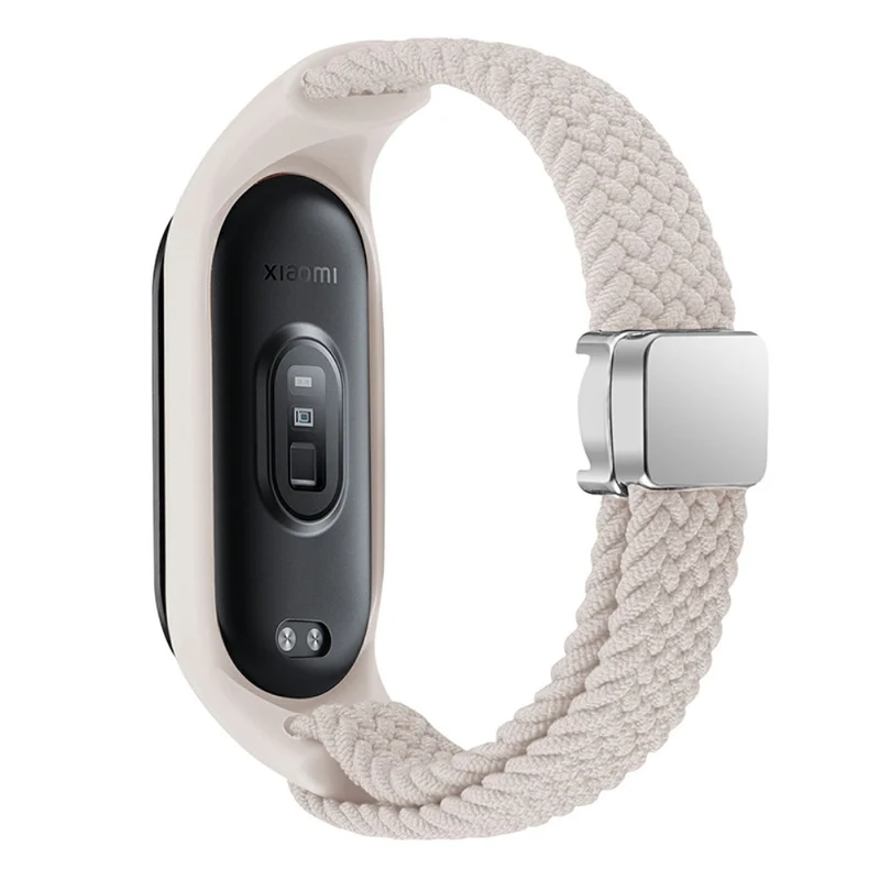 Xiaomi Mi Band 3 / 4 / 5 / 6 / 7 Braided Nylon Strap Magnetic Watch Band - Black / White