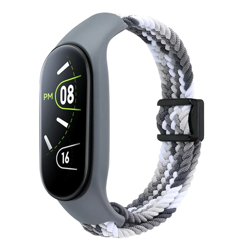 Xiaomi Mi Band 3 / 4 / 5 / 6 / 7 Braided Nylon Strap Magnetic Watch Band - Black / White
