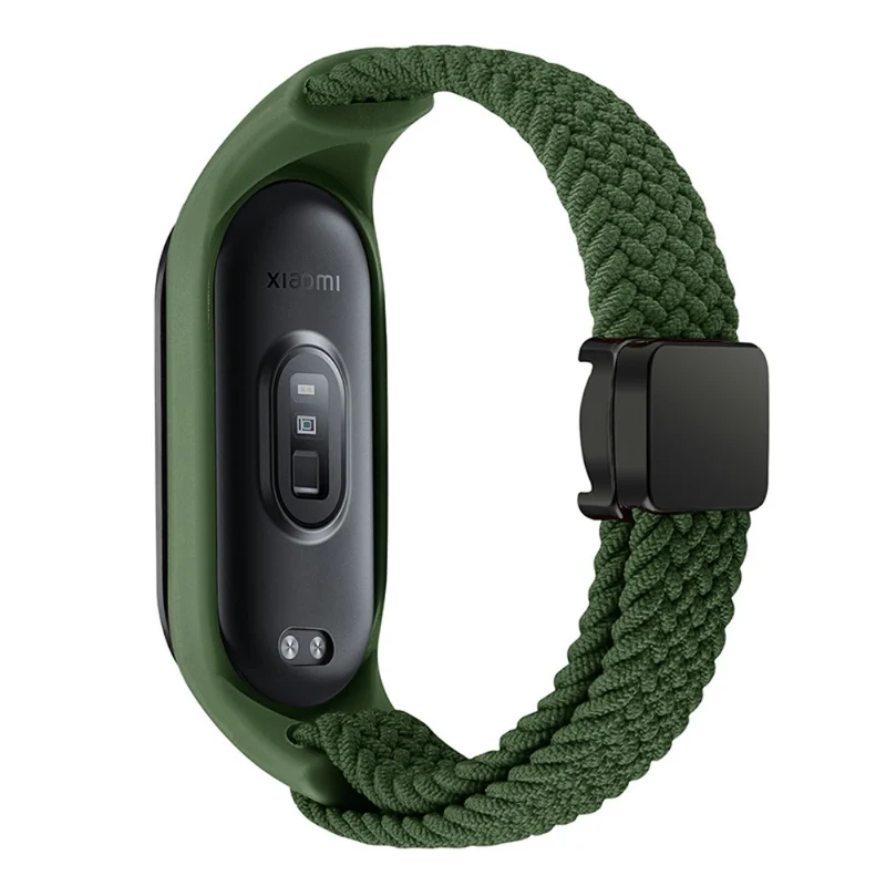 Xiaomi Mi Band 3 / 4 / 5 / 6 / 7 Braided Nylon Strap Magnetic Watch Band - Black / White