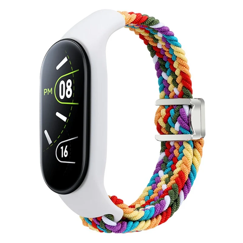 Xiaomi Mi Band 3 / 4 / 5 / 6 / 7 Braided Nylon Strap Magnetic Watch Band - Black / White