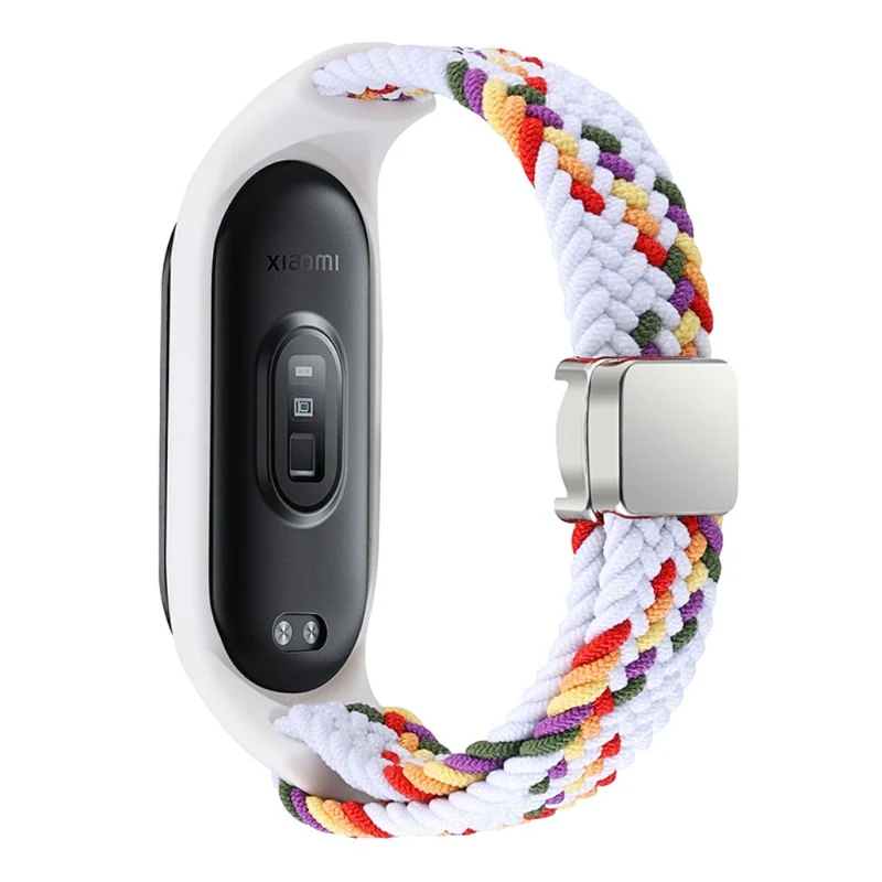Xiaomi Mi Band 3 / 4 / 5 / 6 / 7 Braided Nylon Strap Magnetic Watch Band - Black / White