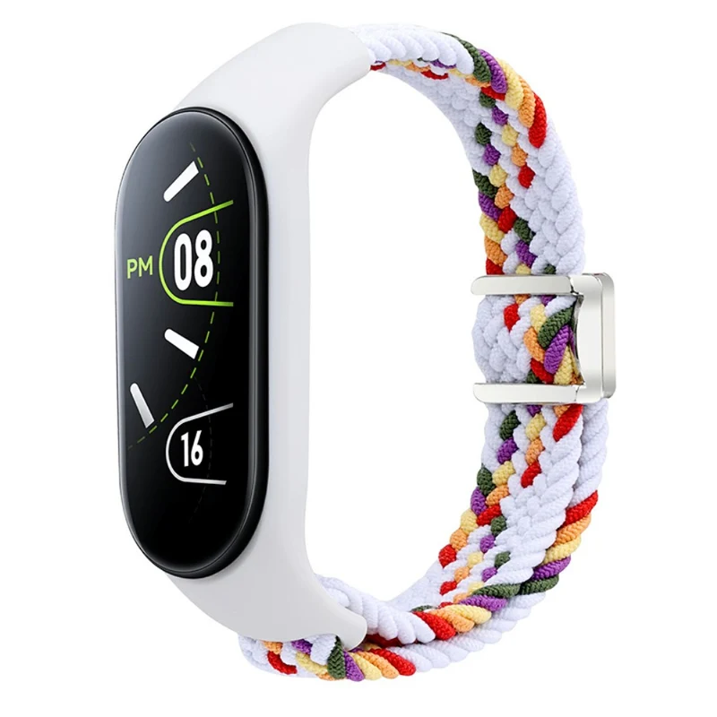 Xiaomi Mi Band 3 / 4 / 5 / 6 / 7 Braided Nylon Strap Magnetic Watch Band - Black / White