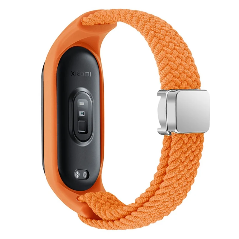 Xiaomi Mi Band 3 / 4 / 5 / 6 / 7 Braided Nylon Strap Magnetic Watch Band - Black / White