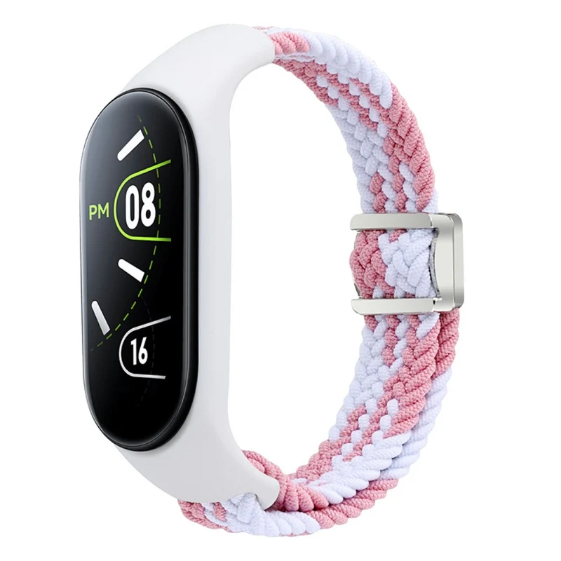 Xiaomi Mi Band 3 / 4 / 5 / 6 / 7 Braided Nylon Strap Magnetic Watch Band - Black / White