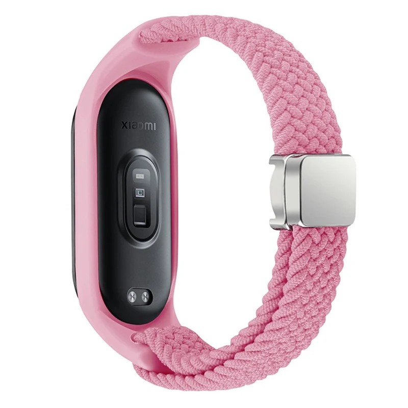 Xiaomi Mi Band 3 / 4 / 5 / 6 / 7 Braided Nylon Strap Magnetic Watch Band - Black / White