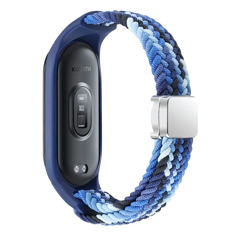 Xiaomi Mi Band 3 / 4 / 5 / 6 / 7 Braided Nylon Strap Magnetic Watch Band - Black / White