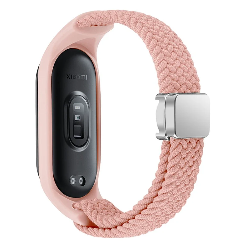 Xiaomi Mi Band 3 / 4 / 5 / 6 / 7 Braided Nylon Strap Magnetic Watch Band - Black / White