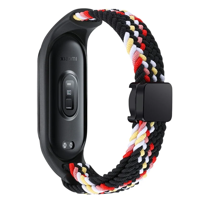 Xiaomi Mi Band 3 / 4 / 5 / 6 / 7 Braided Nylon Strap Magnetic Watch Band - Black / White