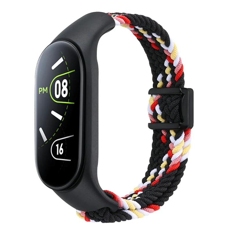 Xiaomi Mi Band 3 / 4 / 5 / 6 / 7 Braided Nylon Strap Magnetic Watch Band - Black / White