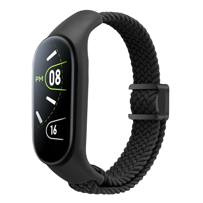 Xiaomi Mi Band 3 / 4 / 5 / 6 / 7 Braided Nylon Strap Magnetic Watch Band - Black / White