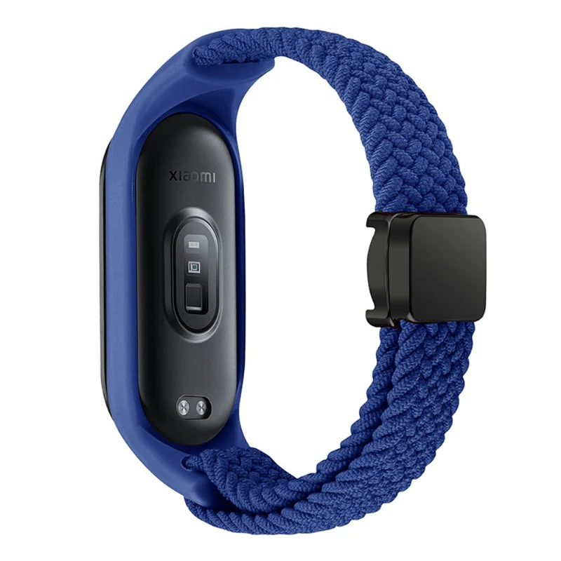 Xiaomi Mi Band 3 / 4 / 5 / 6 / 7 Braided Nylon Strap Magnetic Watch Band - Black / White