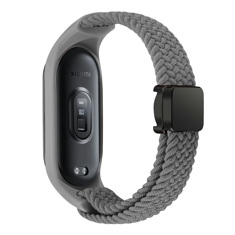 Xiaomi Mi Band 3 / 4 / 5 / 6 / 7 Braided Nylon Strap Magnetic Watch Band - Black / White