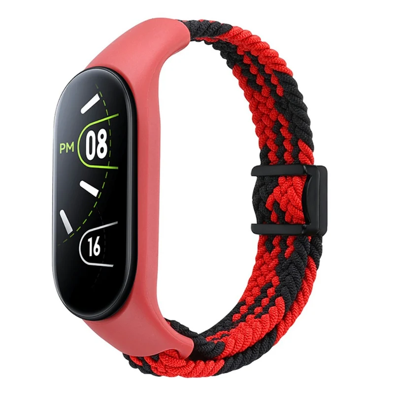 Xiaomi Mi Band 3 / 4 / 5 / 6 / 7 Braided Nylon Strap Magnetic Watch Band - Black / White