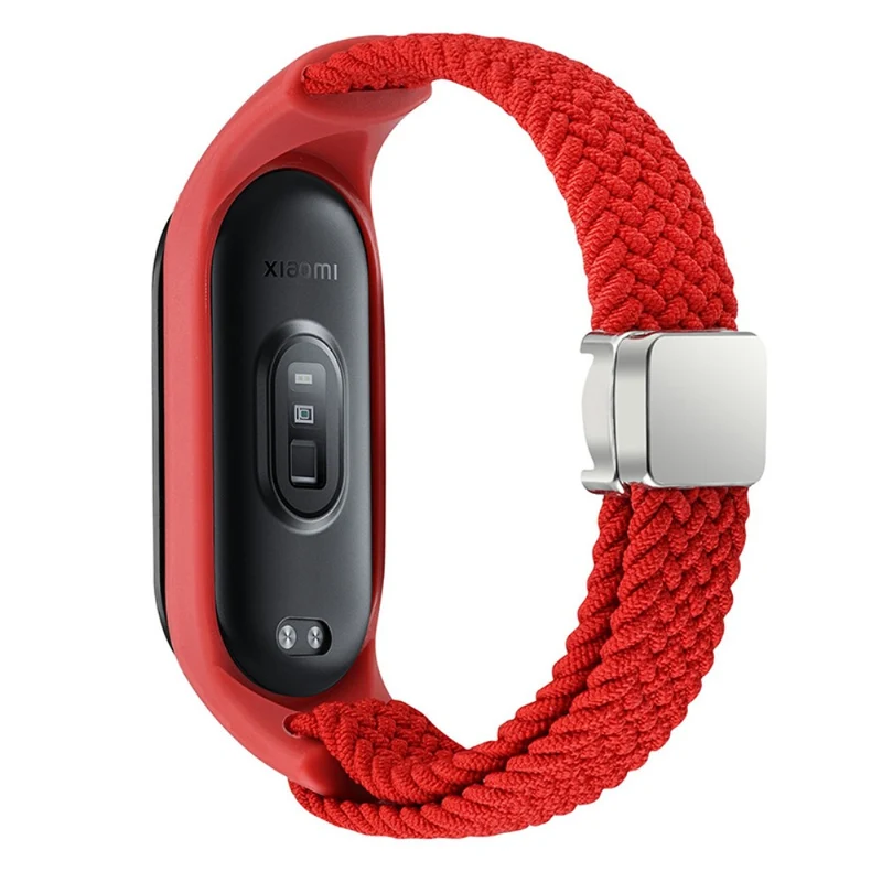 Xiaomi Mi Band 3 / 4 / 5 / 6 / 7 Braided Nylon Strap Magnetic Watch Band - Black / White