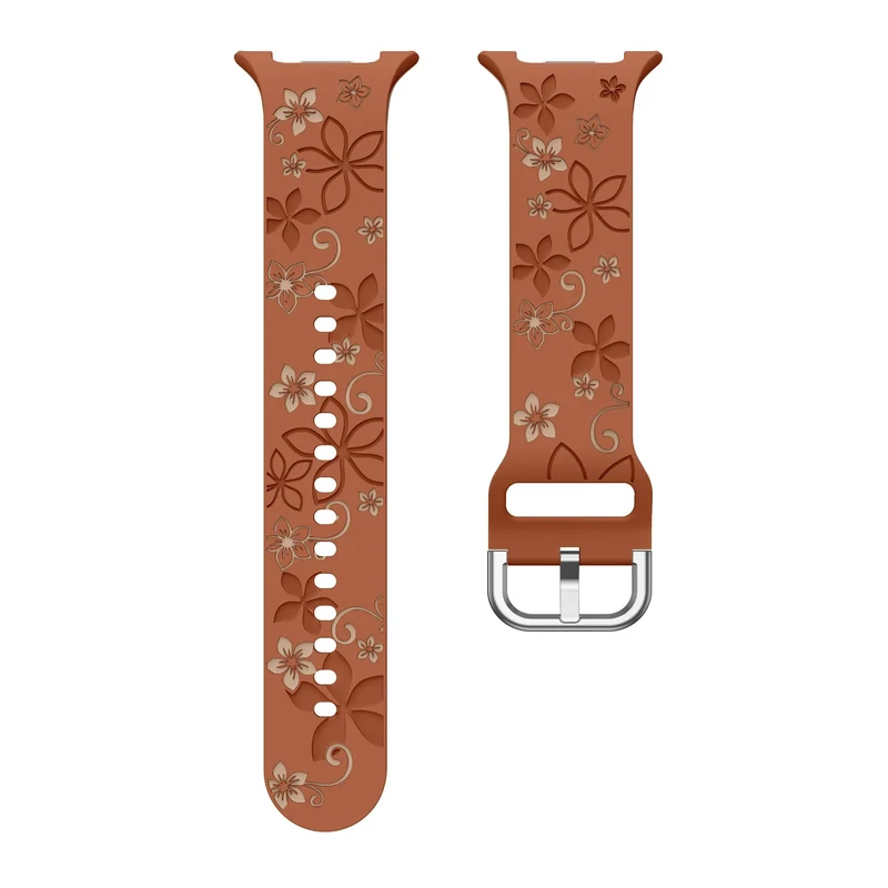 Samsung Galaxy Watch 9 - 44mm Flower Silikonarmband (Braun/Beige)