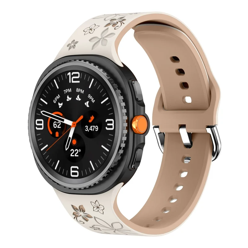 Samsung Galaxy Watch 9 - 40mm Flower Silikonarmband (Polarstern/Beige)