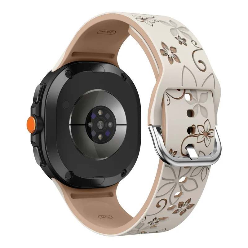 Samsung Galaxy Watch 9 - 40mm Flower Silikonarmband (Polarstern/Beige)